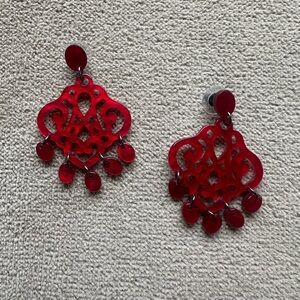 JBloom Elegant Red Chandelier Earrings